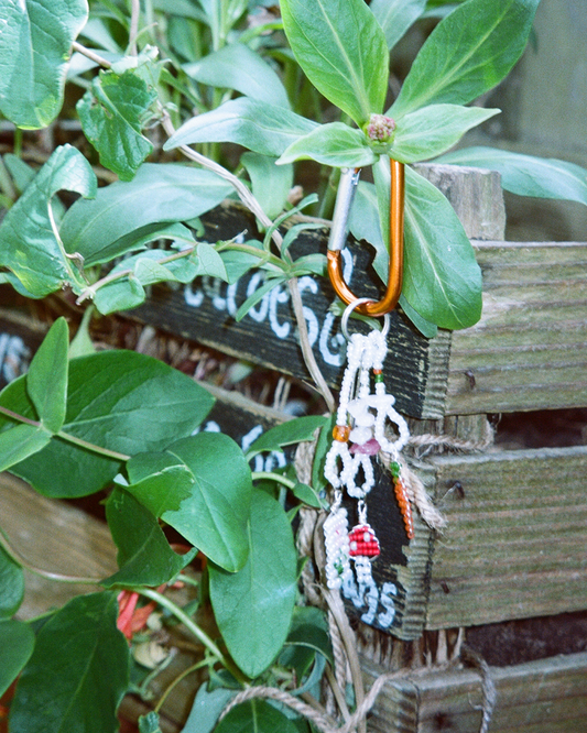 A beaded carrot keychain