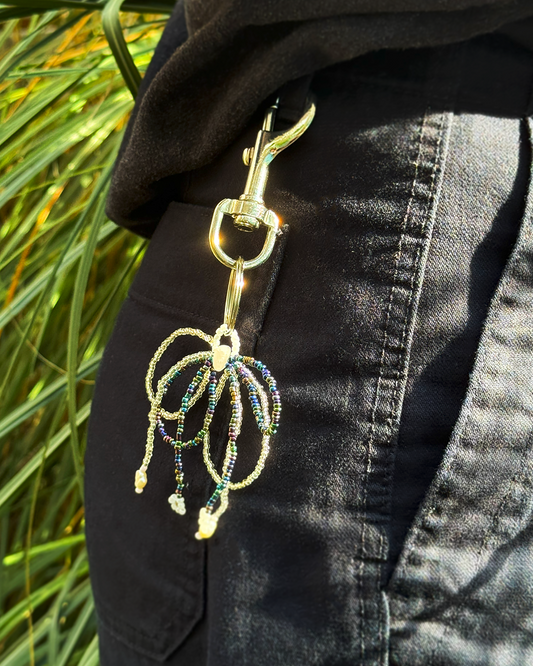 Keychain with beaded bow