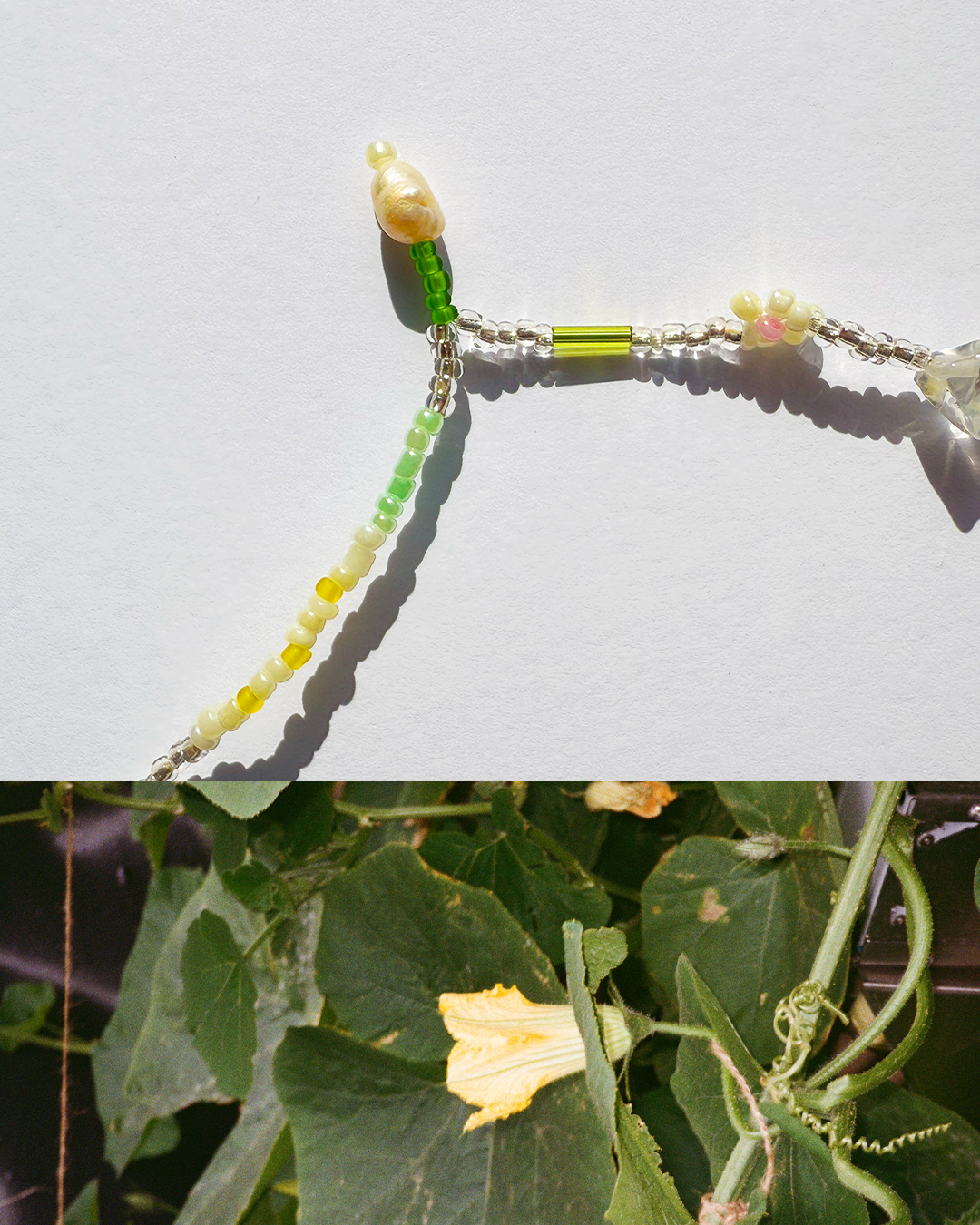 Blueberry and raspberry necklace with quartz and pearls