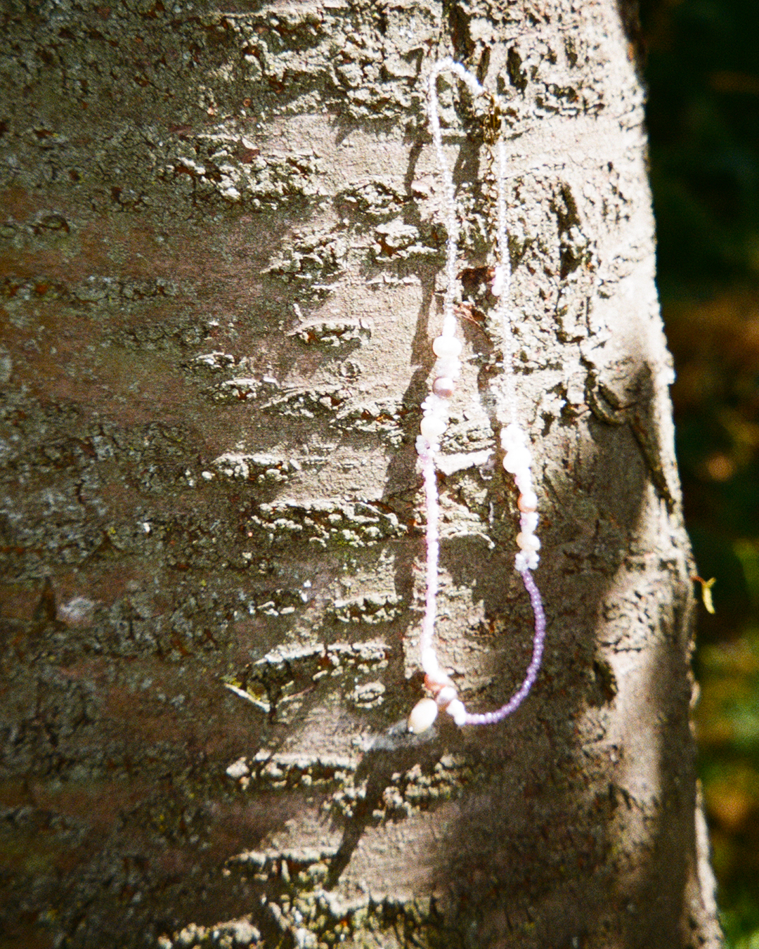 Lilac seed bead choker with fresh water pearls
