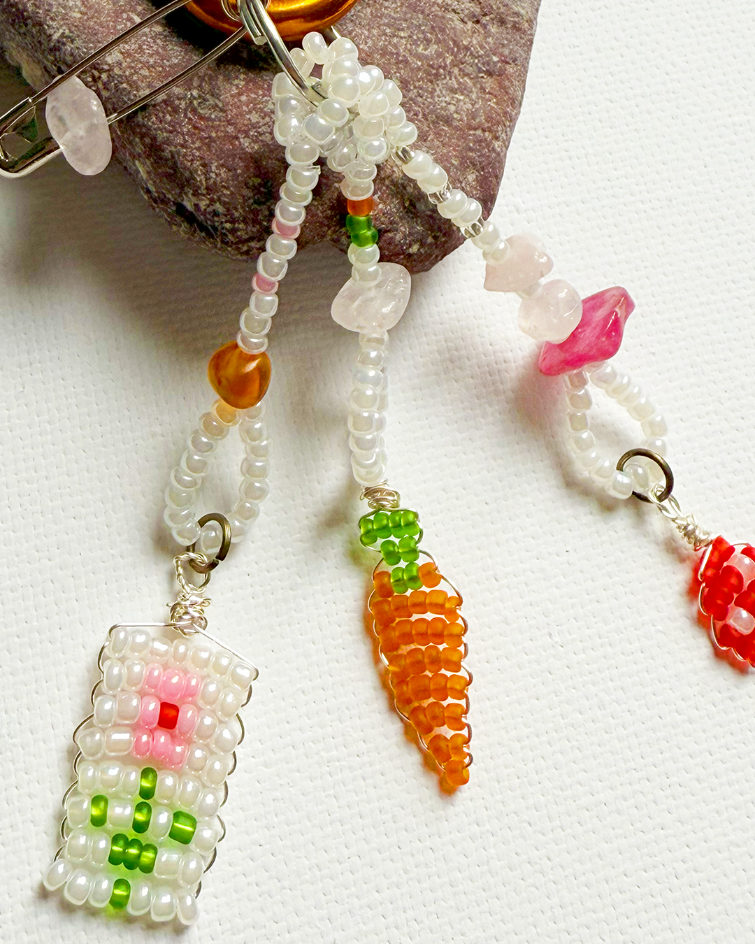 A beaded carrot keychain