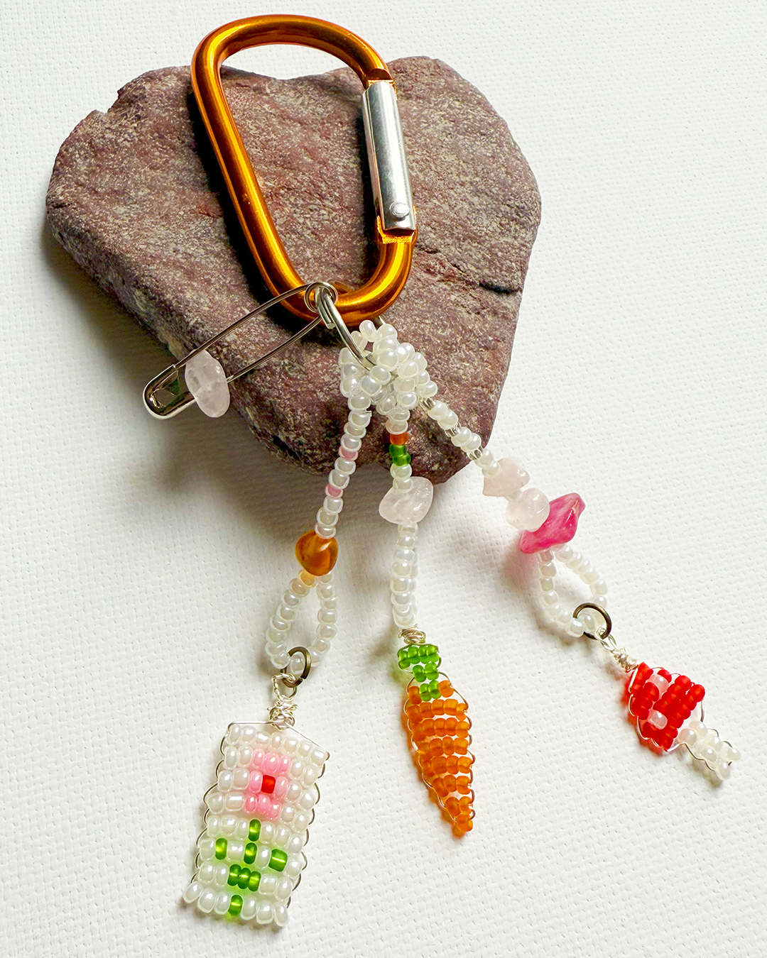 A beaded carrot keychain