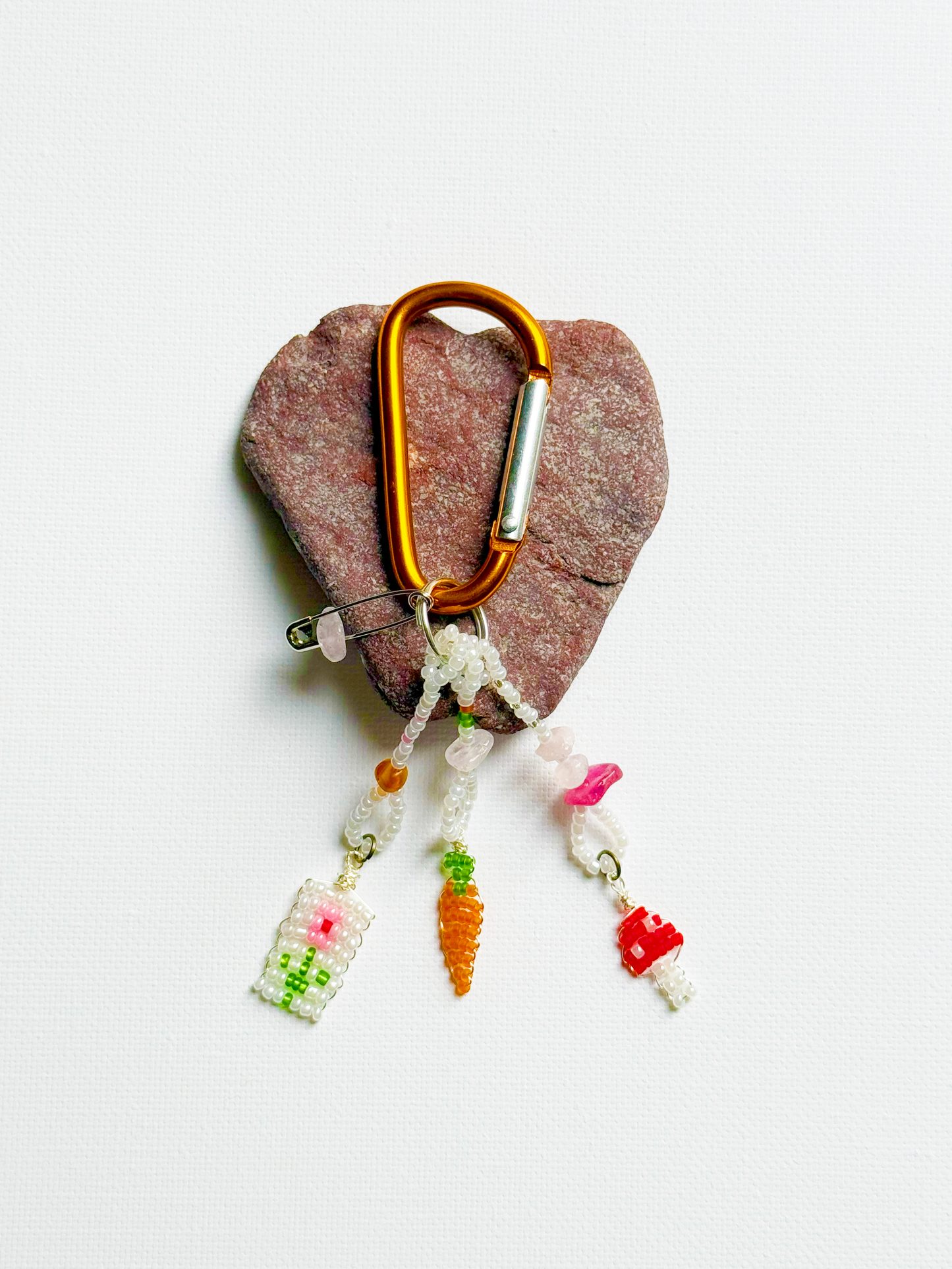 A beaded carrot keychain