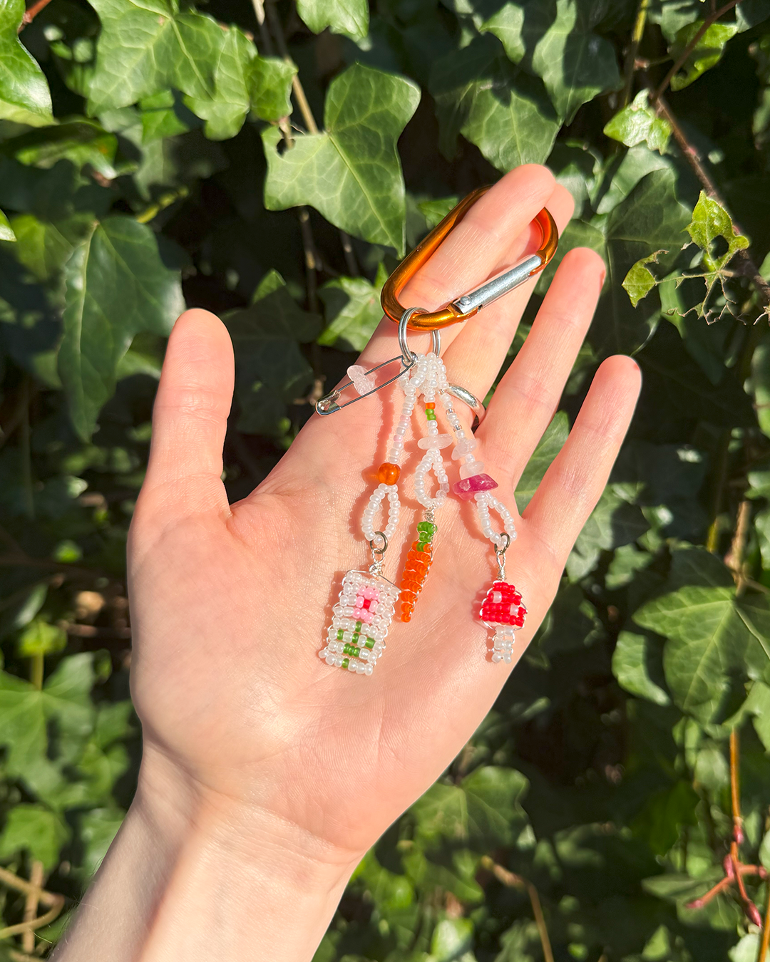 A beaded carrot keychain