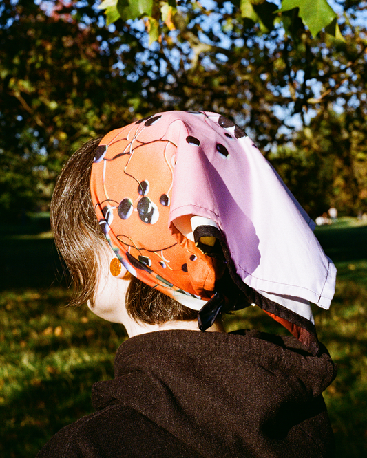 Sunset Gradient Bandana with Mushrooms and Bubbles