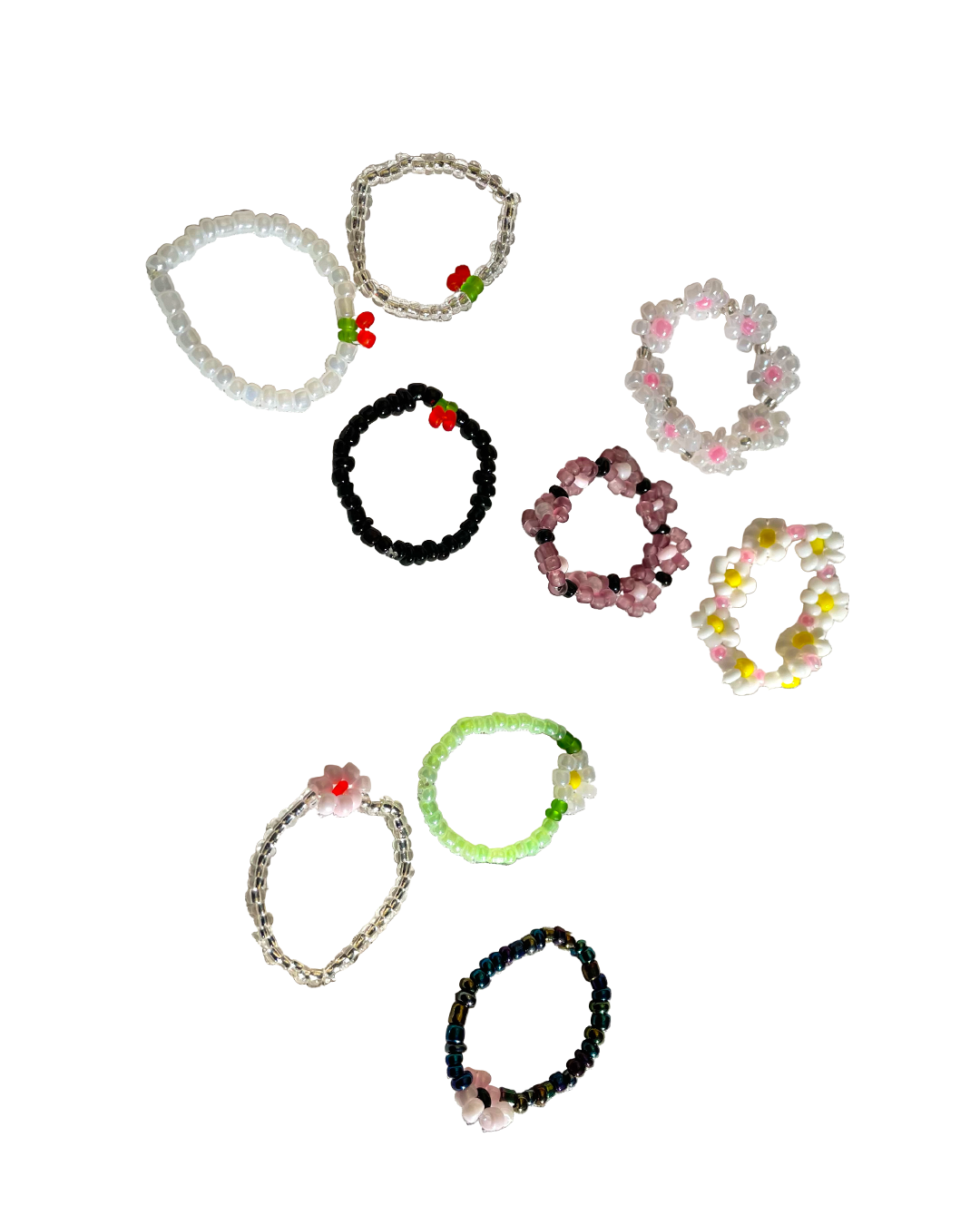 Cute beaded rings (set of 3)