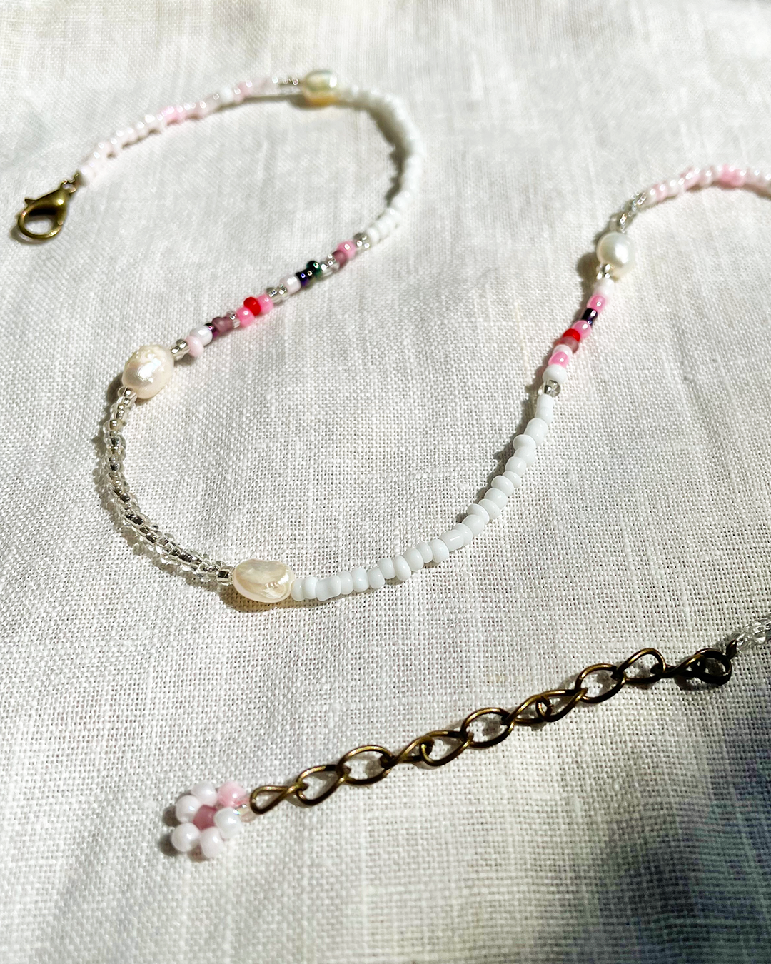 Beaded choker with fresh water pearls