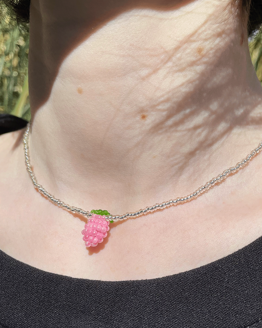 Raspberry beaded necklace
