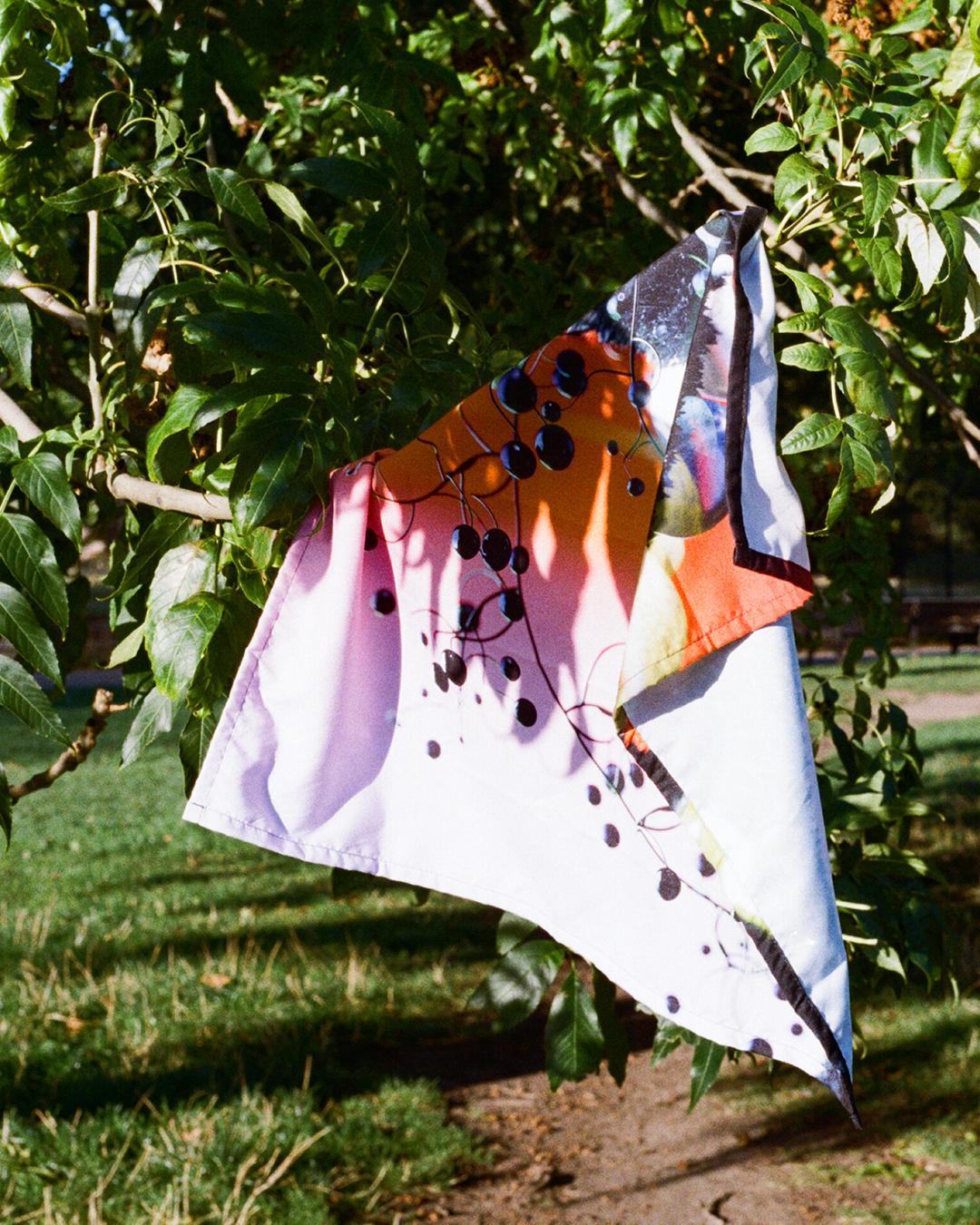 Sunset Gradient Bandana with Mushrooms and Bubbles