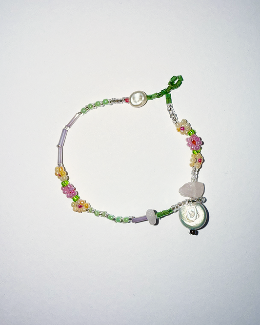 Flower Beaded Bracelet with Pearls