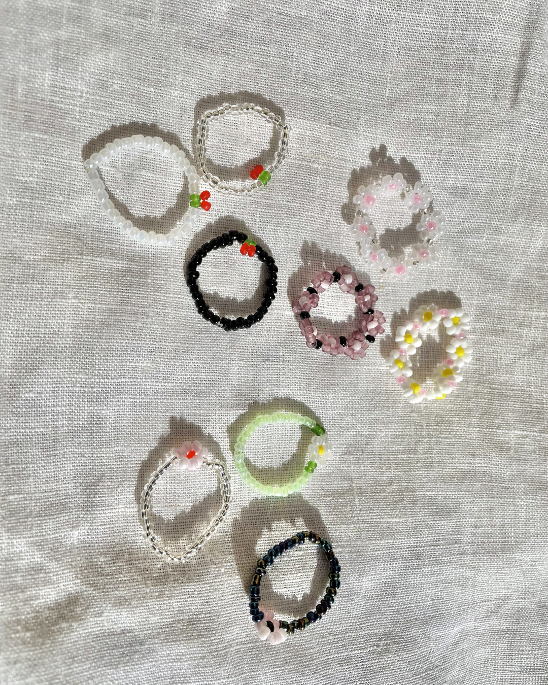 Cute beaded rings (set of 3)
