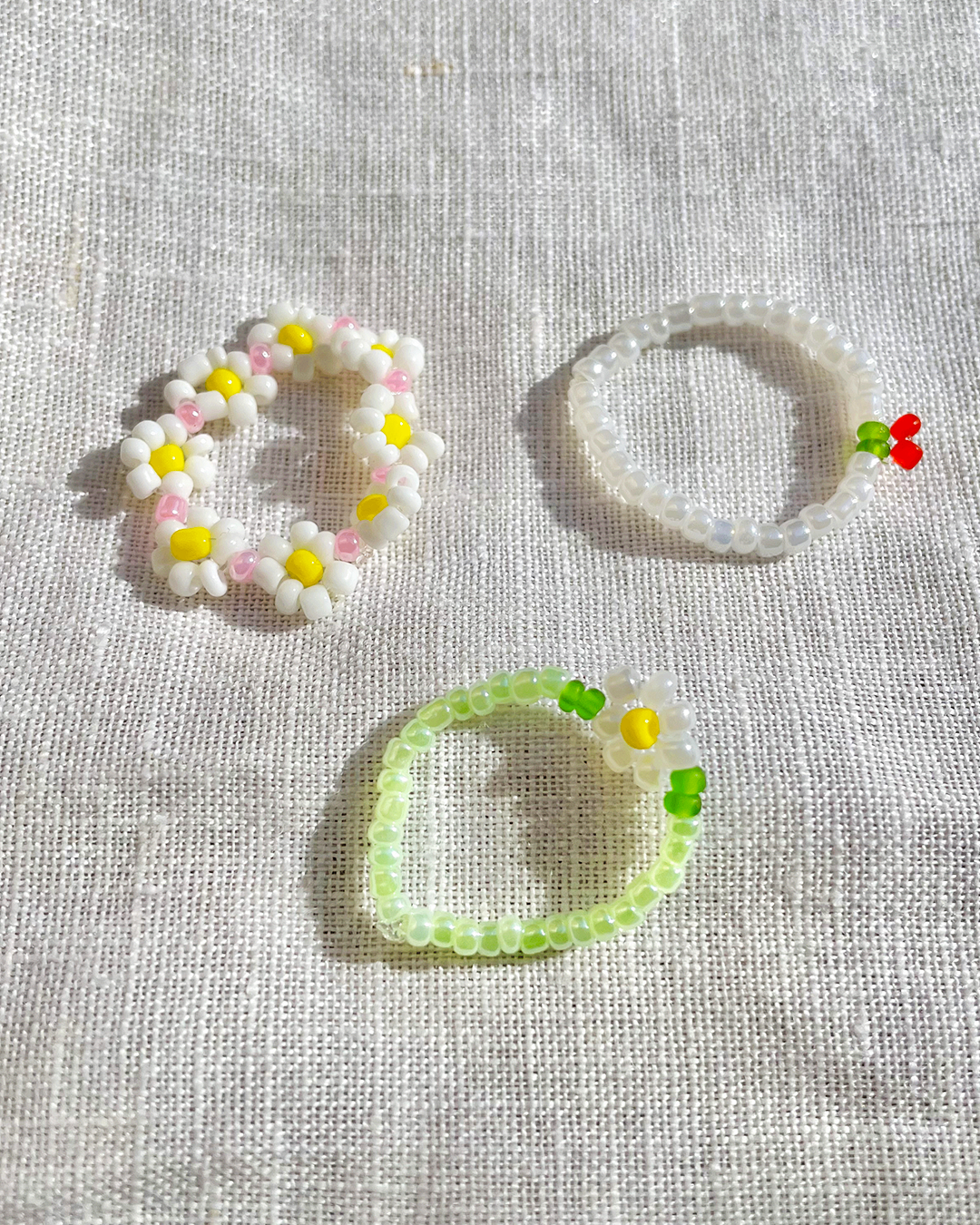 Cute beaded rings (set of 3)