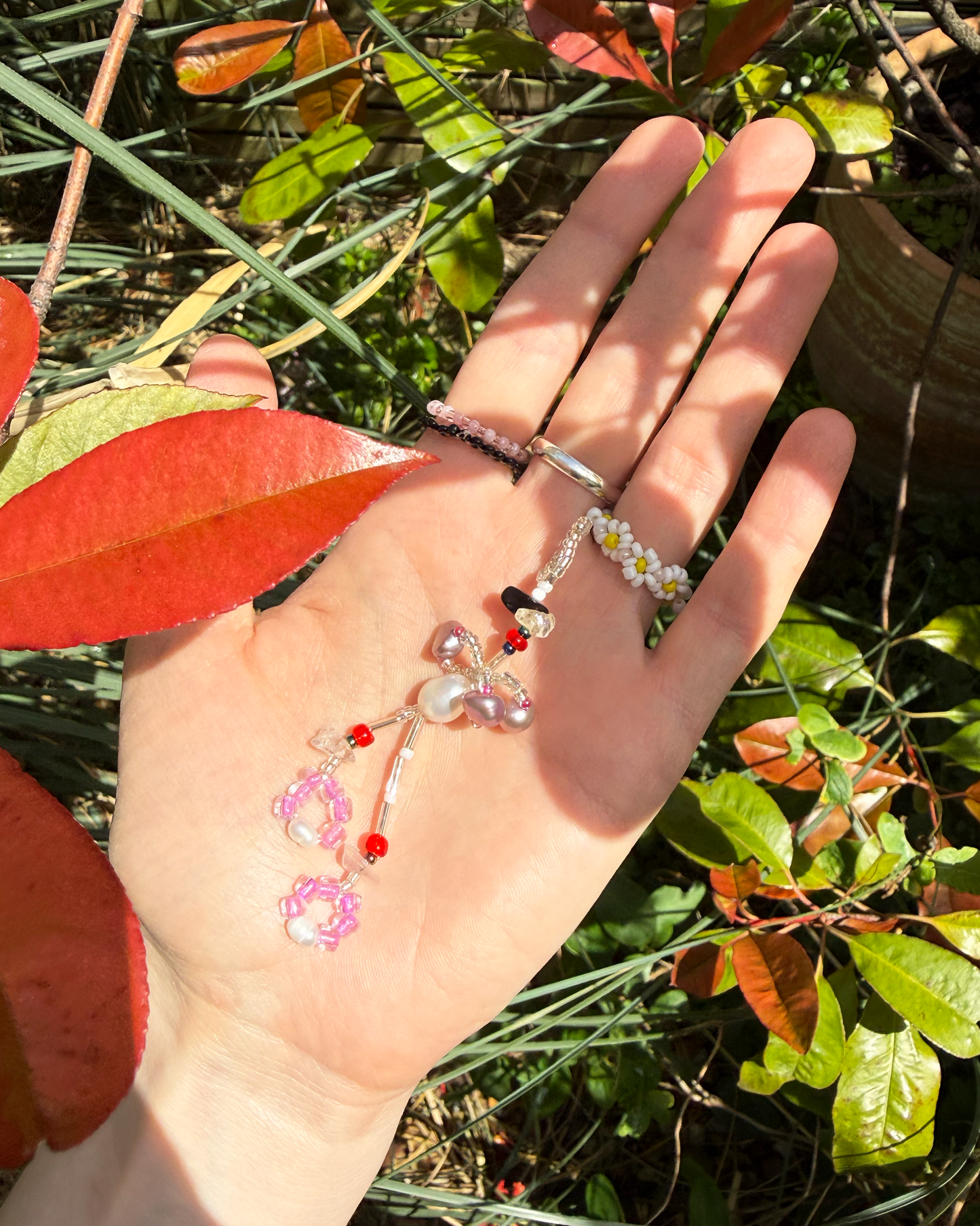 Abstract pearly cherry pin