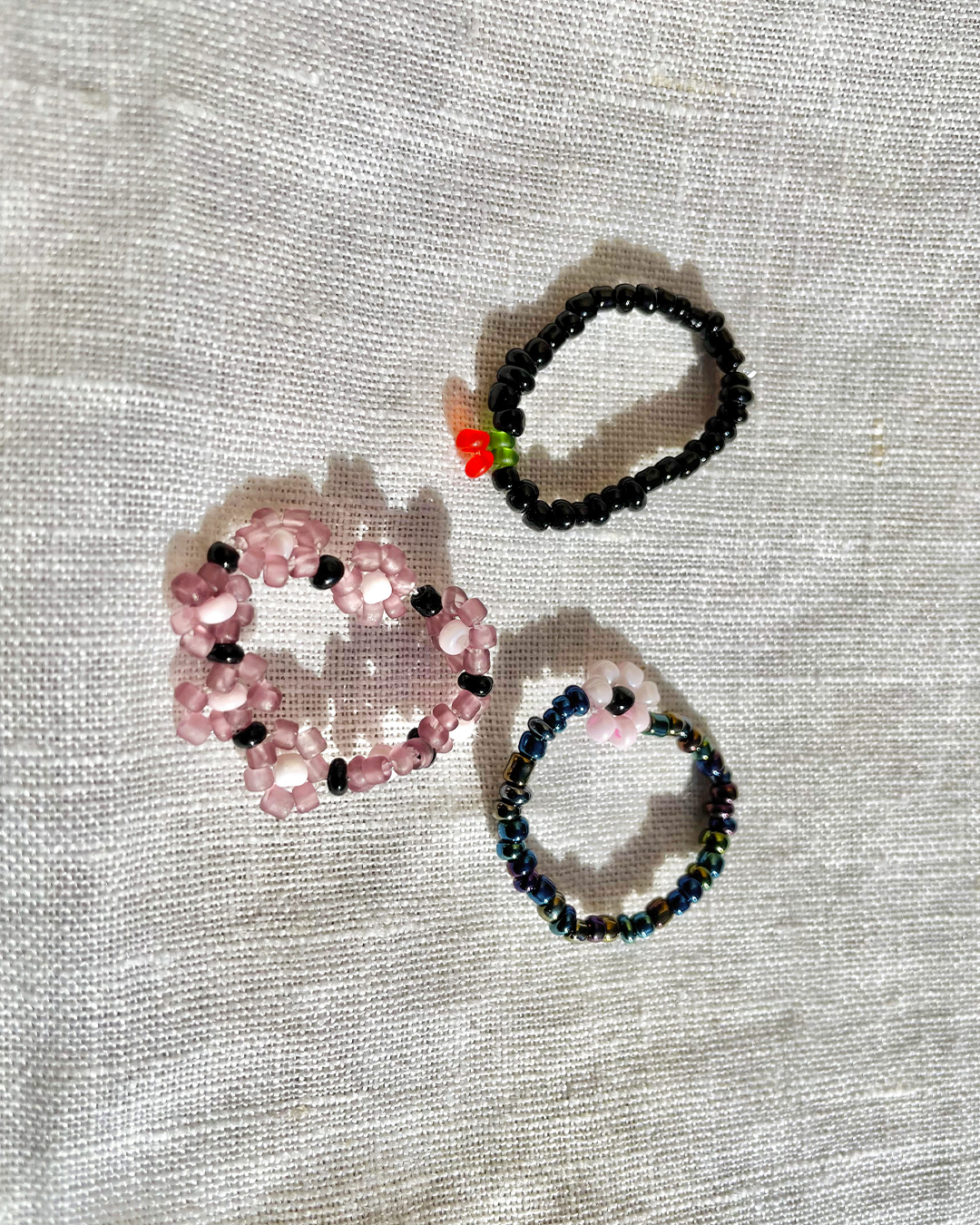 Cute beaded rings (set of 3)