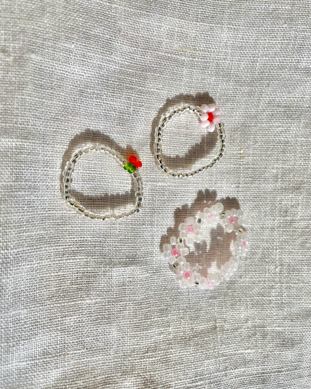 Cute beaded rings (set of 3)