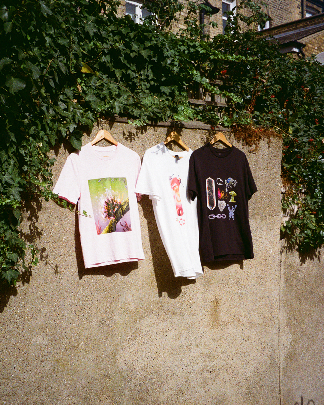 Pink t-shirt with a cute flower caterpillar