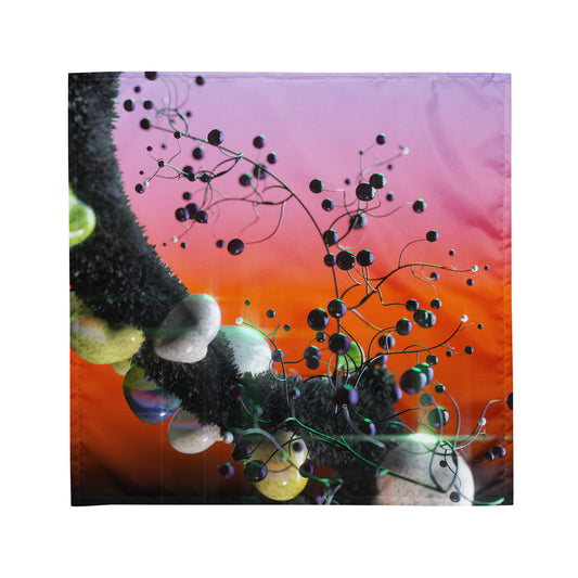 Sunset Gradient Bandana with Mushrooms and Bubbles